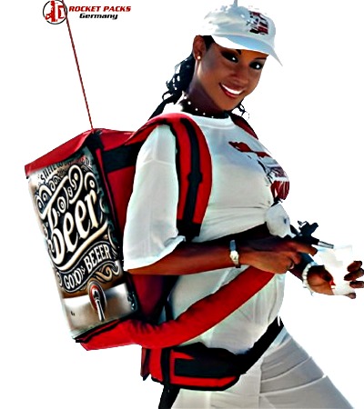 showcasing the sale of an innovative backpack beverage dispenser designed for drinks audience catering and brand events