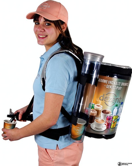 Premium-Getränkerucksack mit 5-Liter-Behälter für den mobilen Ausschank.