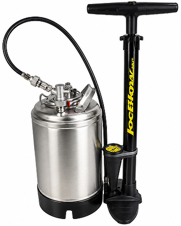 Mechanische Fußpumpe mit Manometer für Getränkerucksack und mobilen Getränkeausschank
