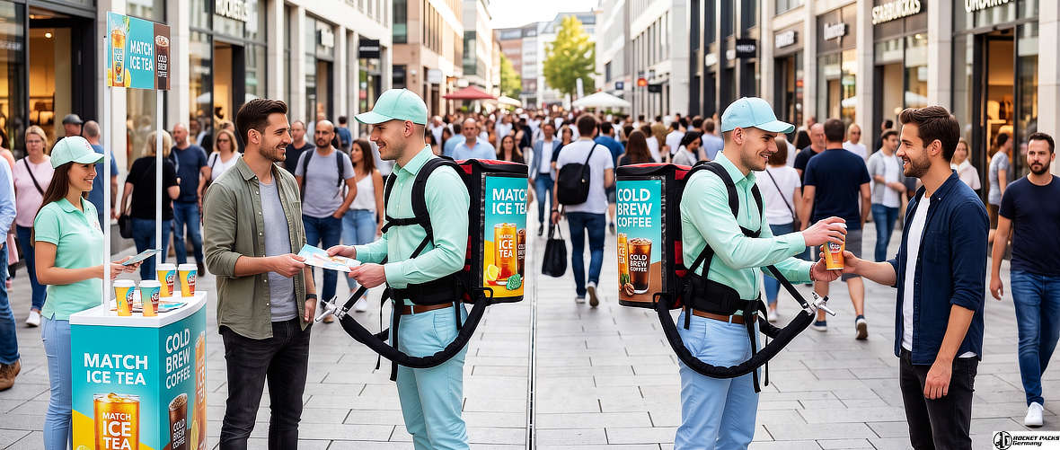 Mobiler Getränkeausschank mit Getränkerucksäcken bei einer Großveranstaltung