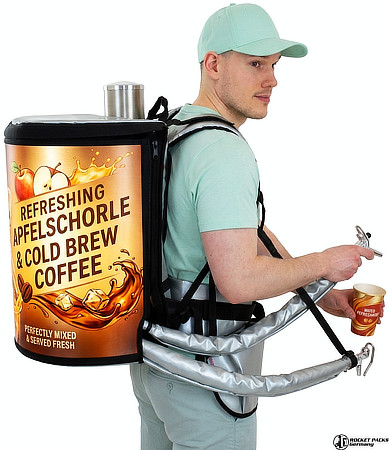 Rocketpacks Rucksack-Getränkespender 2 × 15 Liter für mobilen Getränkeausschank