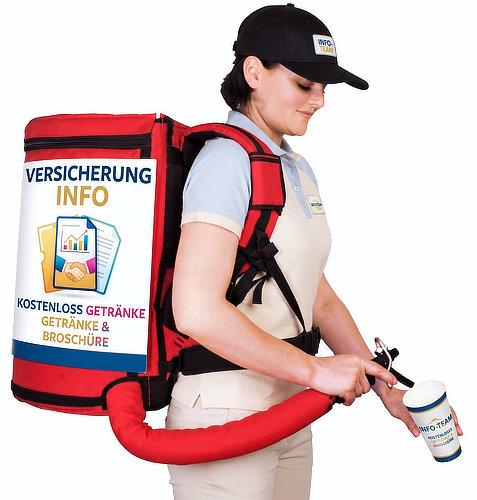 Tragbare Werbefläche für persönlichen Kundenkontakt und Markenpräsentation